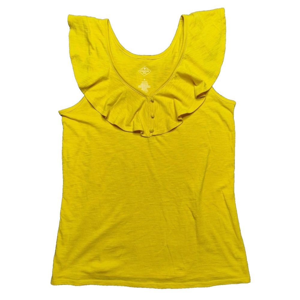 St Johns Bay Women Small Memphis Yellow Sleeveless Tank Top‎ NEW